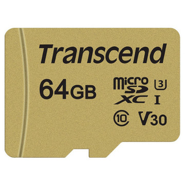 Карта памяти Transcend 64GB UHS-I/U3 Class 10 500S + SD-adapter (TS64GUSD500S)