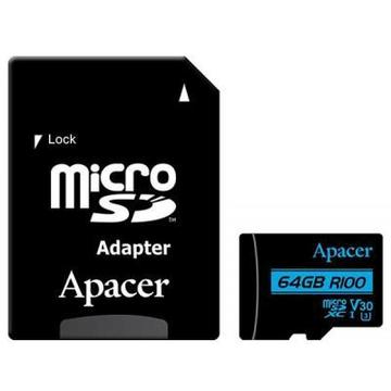 Карта пам'яті  Apacer microSDXC 64GB UHS-I U3 V30 +ad (R100MB/s) (AP64GMCSX10U7-R)