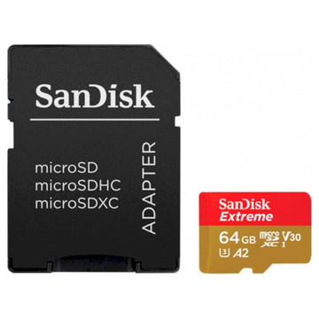 Карта памяти SanDisk 64GB UHS-I/U3 Class 10 Extreme A2 R160/W60MB/s + SD-adapter (SDSQXA2-064G-GN6AA)