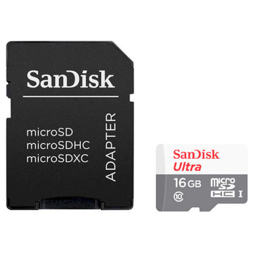 Карта памяти SanDisk 16GB microSD Class 10 UHS-I Ultra (SDSQUNS-016G-GN3MA)