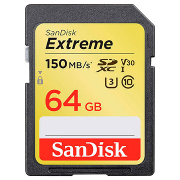 Карта памяти SanDisk 64GB UHS-I/U3 Class 10 Extreme R150MB/s (SDSDXV6-064G-GNCIN)