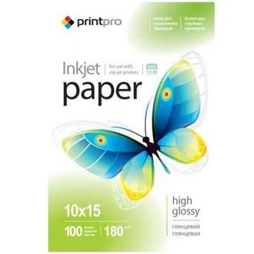 Папір PrintPro глянcсовий 180г/м2 10x15см 100арк. (PGЕ1801004R)