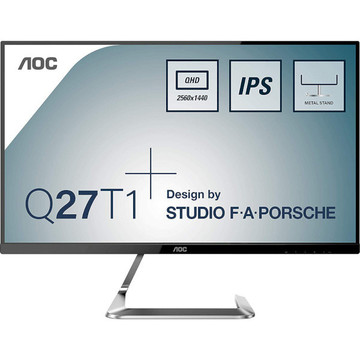 Монітор AOC Q27T1, IPS, QHD, HDMI, DP, чорний з сріблястим