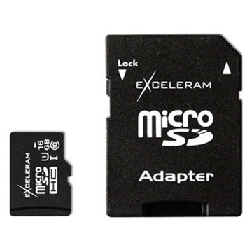 Карта пам'яті  Exceleram 16Gb microSDHC class 10 с адаптером SD (MSD1610A)