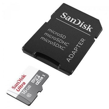 Карта памяти SanDisk microSDHC 16GB Ultra Class 10 UHS-I + SD (SDSQUNB-016G-GN3MA)