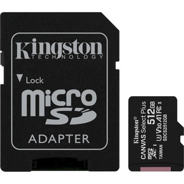 Карта пам'яті  Kingston MicroSDXC 512GB UHS-I A1 Class 10 +SD adapter (SDCS2/512GB)
