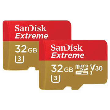 Карта пам'яті  SanDisk microSDHC Extreme 32GB UHS-I V30 A1 Class 10 2-pack + SD-adapter (SDSQXAF-032G-GN6AT)