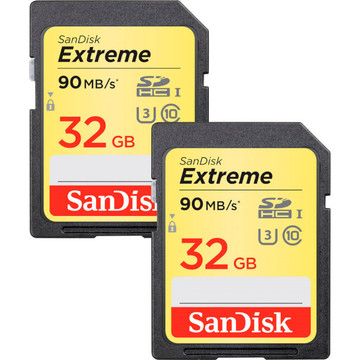 Карта пам'яті  SanDisk SDHC Extreme 32GB UHS-I V30 Class 10 2-pack (SDSDXVE-032G-GNCI2)