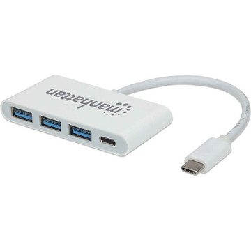 USB Хаб Manhattan Type-C 4-port USB 3.0 + 3.1 PD White