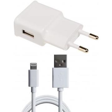 Зарядное устройство Grand-X (1xUSB 1A) White (CH765LTW) + Lightning