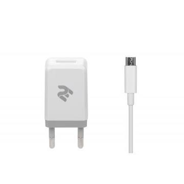 Зарядний пристрій 2E USB Wall Charger 2.1A + micro USB White (2E-WC1USB2.1A-CM)