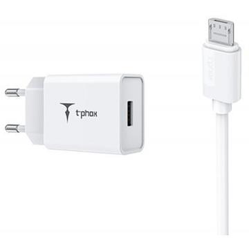 Зарядное устройство T-PHOX Mini 12W 2.4A + Micro cable 1.2m (White) (Mini(W)+Micro)
