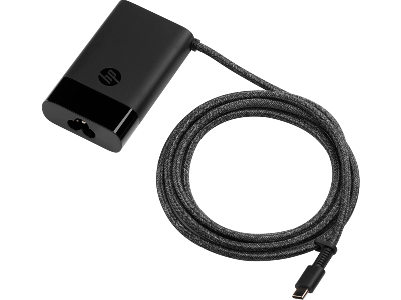 HP 65W USB C Laptop Charger Black Top Down